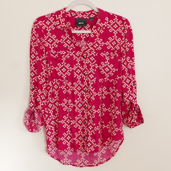 Anthropologie Tops - ⚡️ ANTHROPOLOGIE MAEVE FUCHSIA GEOMETRIC BLOUSE